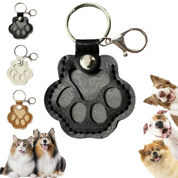 Leather Pet Memorial Keychain, Dog Hair Collector Keychain, Cat Dog Leather Paw Keychain, Cute Paw Shaped Memorial Storage Bag, Memorial Gift for Pet Lovers