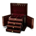 thumbnail image 2 of Luxury Giftware by Jere Matte Cherry Finish Poplar Veneer 3-drawer w/Swing-out Sides Locking Wooden Jewelry Chest, 2 of 5