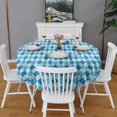 thumbnail image 2 of Blue White Checkerboard Checkered Pattern Round Tablecloth 60"x60",Wrinkle Wipeable Table Cloth for Kitchen Dining Room Picnic Patio Party, 2 of 6