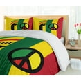 thumbnail image 5 of Ambesonne Rasta Duvet Cover Set, Reggae Music Peace, 2-Calking, Red Green Yellow, 5 of 7
