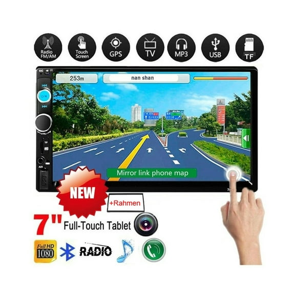 Camecho 2 Din Car Radio 7" HD Player MP5 Touch Screen Digital Display Support Bluetooth Multimedia USB Autoradio Mirror Link Rear View Camera Connection ,with 8IR Backup Camera