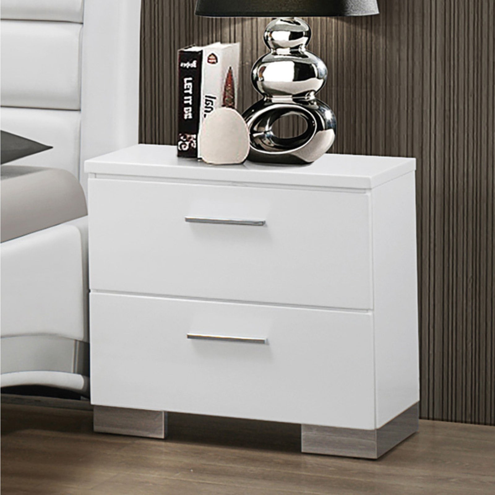 Felicity 2 Drawer Nightstand Glossy White