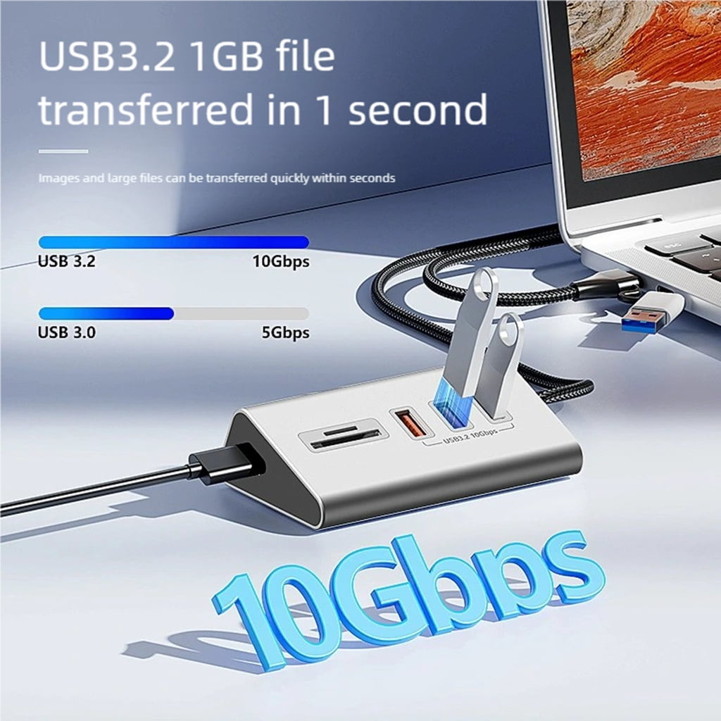 PatungKu Small USB Type C And USB A 3.2 Hubs with Cards Reader Strong Aluminum Alloy Case