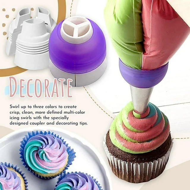 Agiferg EasyBake Tri-Color Coupler Large Converter Tri-color Butter Cream Coupler Cake