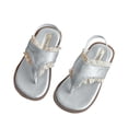 thumbnail image 2 of ZunFeo Girls Lace Trim Flip Flops Sandals Silver, Adjustable Strap & Padded Insole for Kids Little Big Kids (US 8.5M-2.5M),Size 2.5 M, 2 of 5