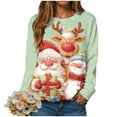 thumbnail image 6 of Kaprioy Womens Cute Christmas Sweatshirts Oversized Long Sleeve Casual Knit PulloverFall Fashion Clothing Tunic Tops Light Green, M, 6 of 6