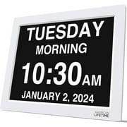 American Lifetime Dementia Clock Large Digital Clock for Seniors, Digital Clock Large Display, Custom Alarms, Clock with Day & Date for Elderly, Large Number Digital Clock White, 15 Inch