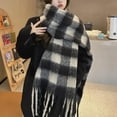 thumbnail image 4 of MEICHEN Scarf for Women, Women Woven Knitted Scarf with Colourful Check Pattern and Long Thick Fringes Warm Winter Scarf, Fall Winter Fashion Accessories, 4 of 4