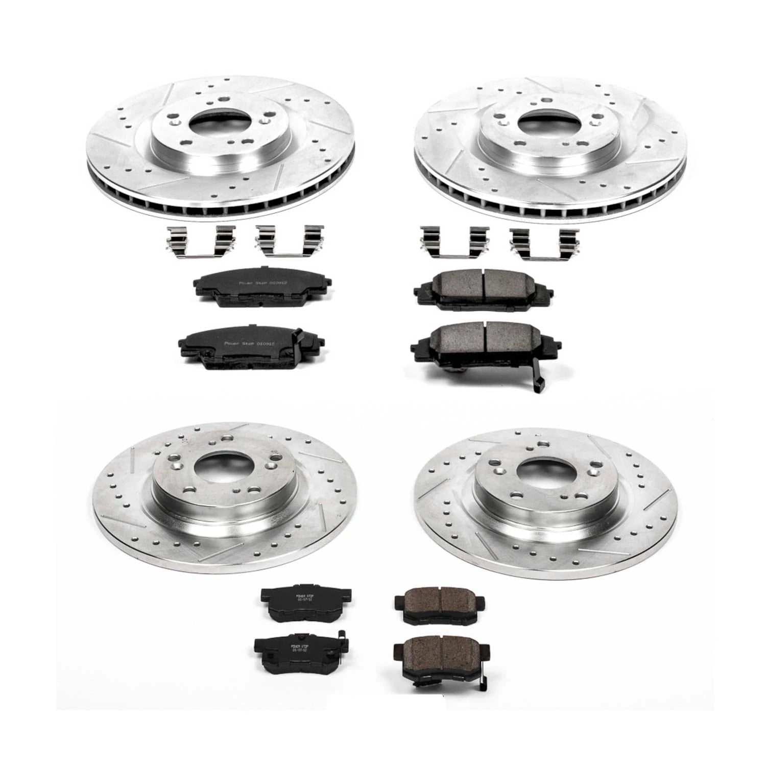 PowerStop Front and Rear Z23 Evolution Sport Carbon-Fiber Ceramic Brake Pad and Drilled & Slotted Rotor Kit Fits: HONDA Select Models K2277