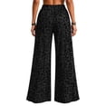 thumbnail image 3 of Womens Leopard Print Pants Casual Elastic Waist Wide Leg Pants Loose Fit Lounge Trousers with Pockets, 3 of 5