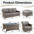 thumbnail image 4 of OPOHORO 6 Pieces Patio Furniture Set with Patio Couch Swivel Chair Coffee Table and Ottoman, Brown Wicker Furniture Ideas for the Patio Proch Deck in Gray, 4 of 15