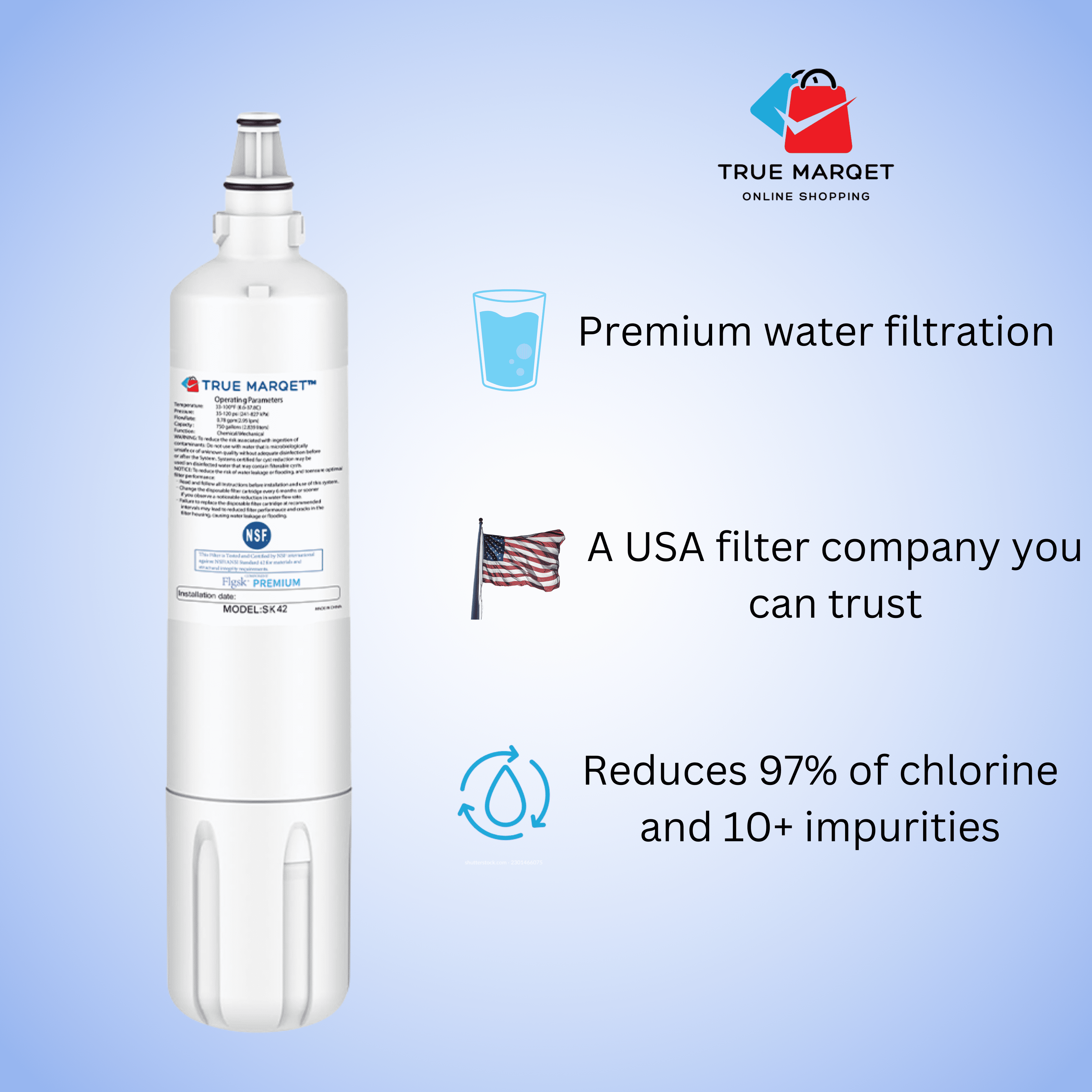 TRUE MARQET 4204490 Refrigerator Water Filter Replacement Cartridge for Sub-Zero 4204490 Compatible With 4290510, InSinkErator F-1000 F-2000, 2-Pack
