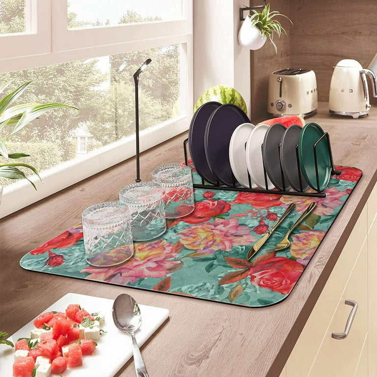 Blooming Flowers Coffee Mat Mat 24x18 Inch for Kitchen Counter