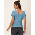 thumbnail image 4 of Moomaya Solid Tops For Women, Square Neck, Smart Chic Short Tops, 4 of 8