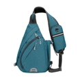 thumbnail image 2 of 1Pcs Lightweight Sling Bag 15.35in Teal Green, Crossbody Backpack for Men Women, Water Resistant Chest Pack with Earphone Hole, Multi-Pocket Travel Hiking Shoulder Bag, 2 of 7