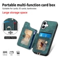 thumbnail image 3 of Dteck for iPhone 16 Case Wallet with Card Holder,Ring Stand,RFID-Blocking PU Leather Protective Magnetic Flip Cover with Wrist Strap for iPhone 16 6.1",Green, 3 of 10