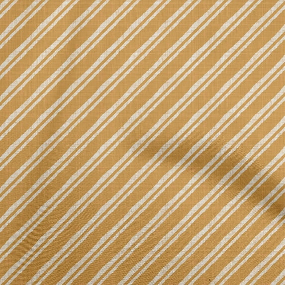 oneOone Cotton Poplin Twill Mustard Yellow Fabric Stripes Sewing Craft Projects Fabric Prints By Yard 56 Inch Wide