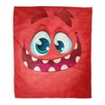 thumbnail image 1 of ASHLEIGH Flannel Throw Blanket Character Cartoon Monster Face Halloween Red Avatar Wide Smile Soft for Bed Sofa and Couch 58x80 Inches, 1 of 1