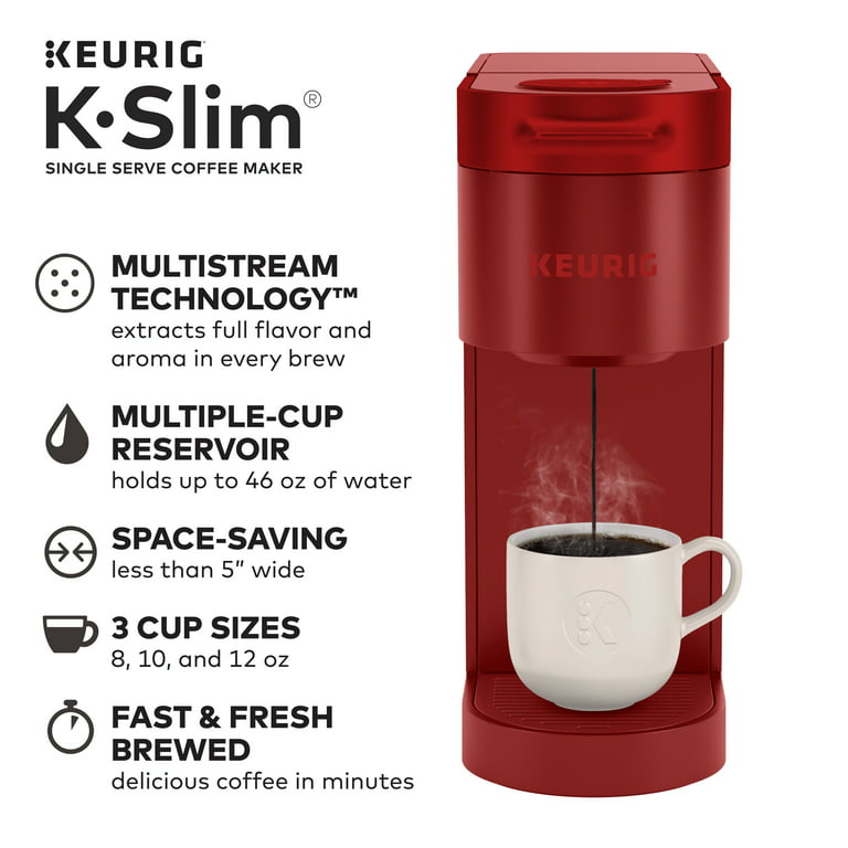 Keurig® K- Slim® Single Serve K-Cup Pod Coffee Maker, Multistream™  Technology, Scarlet Red