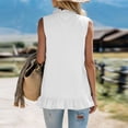 thumbnail image 6 of Flowy Summer Shirts for Women V-Neck Ruffle Trim Linen Top Breathable Casual Summer Tank Tops for Daily Vacation Wear White XL, 6 of 6