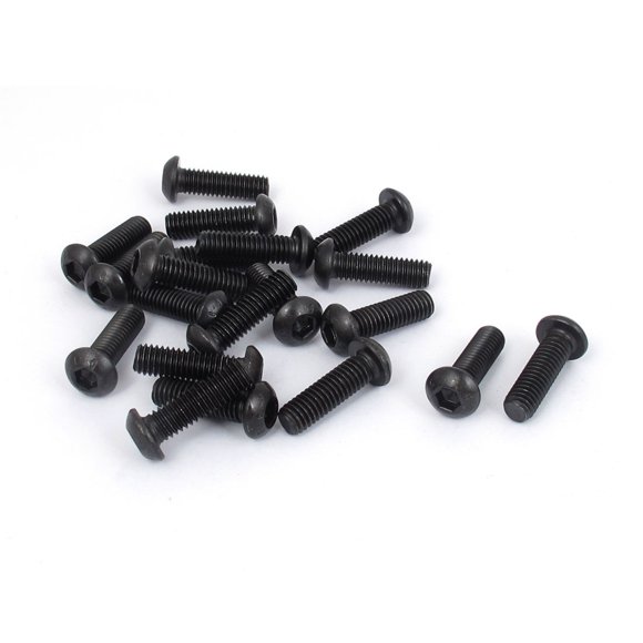 Unique Bargains M6 x 20mm Alloy Steel Hex Socket Button Head Machine Screws Black 20 PCS