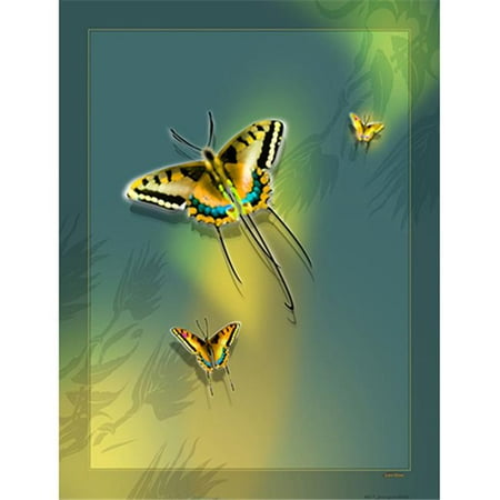 Lama Kasso 562-T Large Butterflies on a Light Avocado Green Transitioning to Light Gold Background 56 in. x76 in. Satin Throw