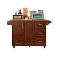 thumbnail image 3 of KEHOMY Kitchen Island with Drop Leaf Countertop, Rolling Kitchen Island Cart , Barn Door Kitchen Island Table with 2 Storage Cabinet , 3 Drawers , Tower Rack and 4 Wheels for Kitchen,Brown, 3 of 6