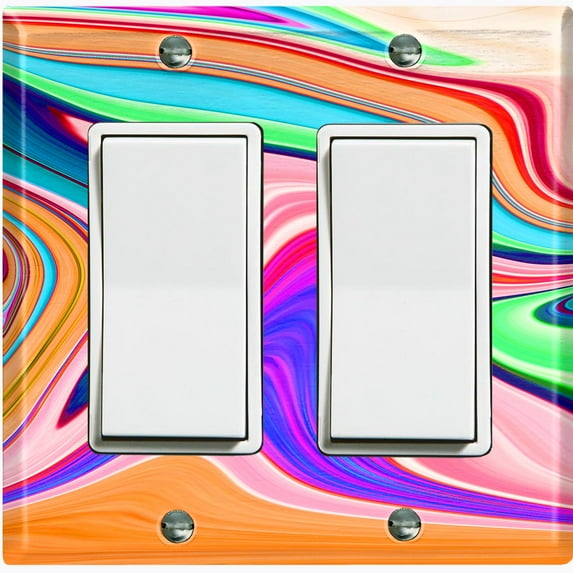 Metal Light Switch Plate Cover Liquid Candy Colorful Swirl CDY002