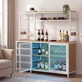 thumbnail image 2 of Gymax Sideboard Buffet Cabinet w/ LED Lights 55'' Coffee Table w/ Power Outlets Natural, 2 of 10