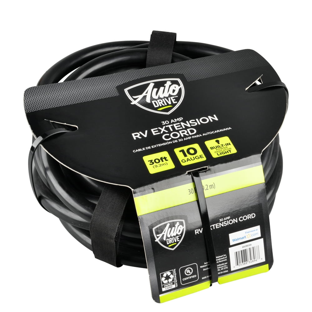AutoDrive 10/3 STW 50Amp RV Extension Cord with Lighted End, 30Feet