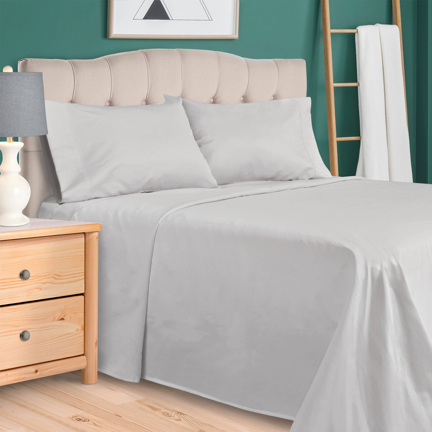Superior 4-Piece 300 Thread Count Light Grey Egyptian Cotton Sheet Set, California King