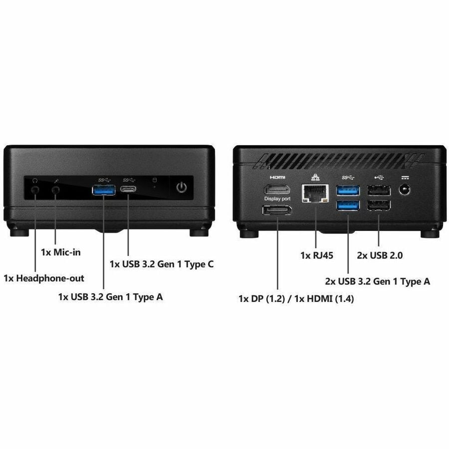 MSI Cubi 5 NUC Mini PC - Intel Core i3-1215U - 8GB - 500GB SSD - Dual LAN - W11P - 3Y Advanced Replacement - Wifi 6 - Bluetooth 5.3 - Thunderbolt 4 - USB C - USB A - HDMI - DP - 2.5" SSD/HDD