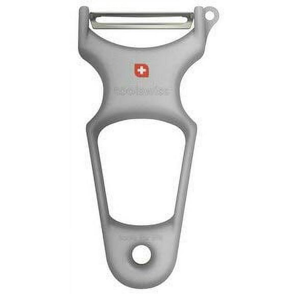 Toolswiss Y Shaped Vegetable Peeler | Extra Sharp Stainless-Steel Blade, Thick Plastic Handle, Ergonomic and Easy to Grip, Made in Switzerland, Dishwasher Safe, Gray