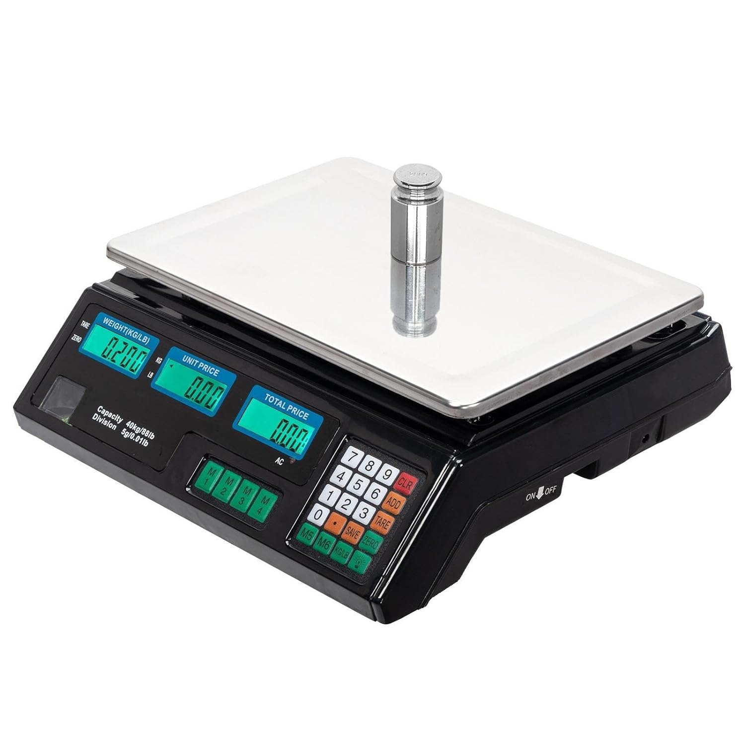 88LB 40KG Electronic Commercial Price Computing Scale with LCD Display for Retail Outlet Store, Kitchen, Restaurant Market, Farmer, Food, Meat, Fruit,Black
