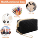 thumbnail image 5 of Bolsa de cosméticos estilo temperamento retro de Hong Kong con perla, hecha de costuras de terciopelo dorado, 5 of 5
