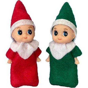Elf On The Shelf Accessories Sumind 4 Pieces Christmas Dolls Mini Twins Boy And Girl Baby Twins Dolls Christmas Miniature Accessories For Xmas Party Decoration Advent Calendars And Stocking Stuffers, Green And