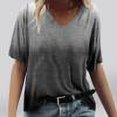 thumbnail image 1 of Mode Femmes Impression Casual V-Cou Manches Courtes T-shirt en Vrac Tops Marbre Impression Femmes Tops Gradient Couleur Femmes Tops, 1 of 4