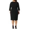 thumbnail image 4 of DARING DIVA Plus Size 3/4 Sleeve Crew Neck Cocktail Dress 1X Black, 4 of 6