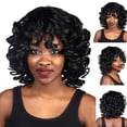 thumbnail image 2 of 35cm Black African Curly Wig High Temperature Fiber Rose Net Cap Natural Looking Heat Resistant, 2 of 8