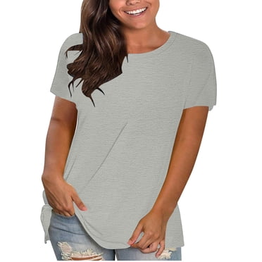 Qertyioot Women's Plus Size Short Sleeve T Shirts Summer Crew Neck Oversized Tees Casual Loose Fit Basic Tunic Tops