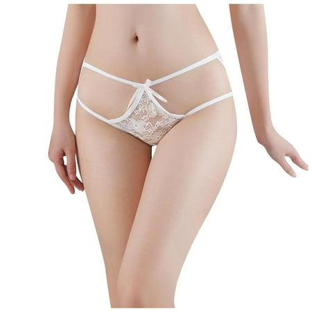 

RPVATI Women s Sexy Lace See Through Panties Low Waisted Breathable Underwear Thongs T-Back Thong