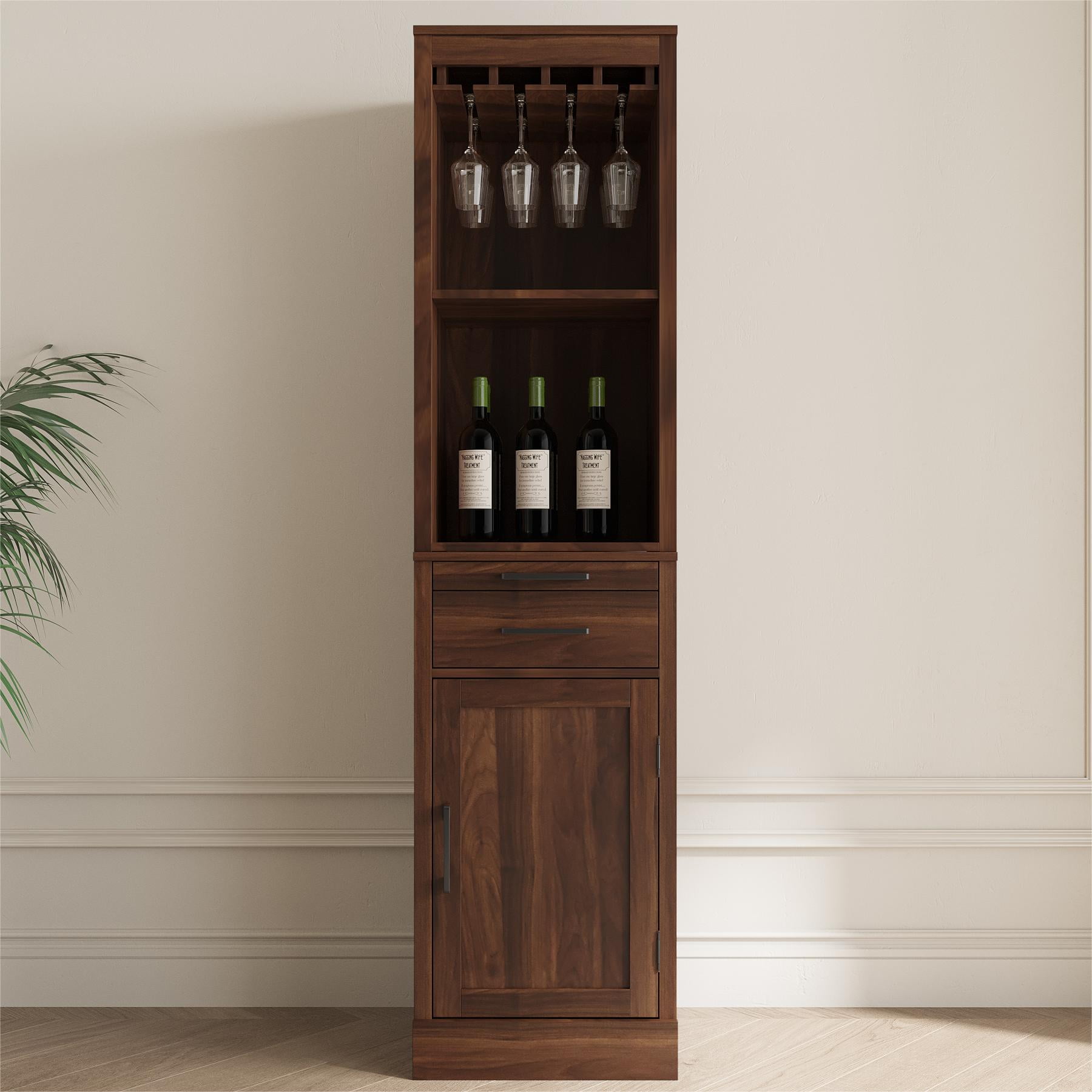 Wine Bar Cabinet,Farmhouse Wine Bar Cabinet Buffet Cabinet & Sideboard Cupboard for Living,Dining Room,Walnut Brown