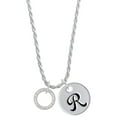 thumbnail image 1 of Delight Jewelry Silvertone Psalm 23:1 Eternity Ring Silvertone Script Initial Disc - R - Charm Necklace, 20"+3", 1 of 4