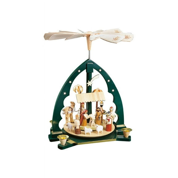 German christmas pyramid Nativity scene, height 40 cm / 16 inch, original Erzgebirge by Richard Glaesser Seiffen
