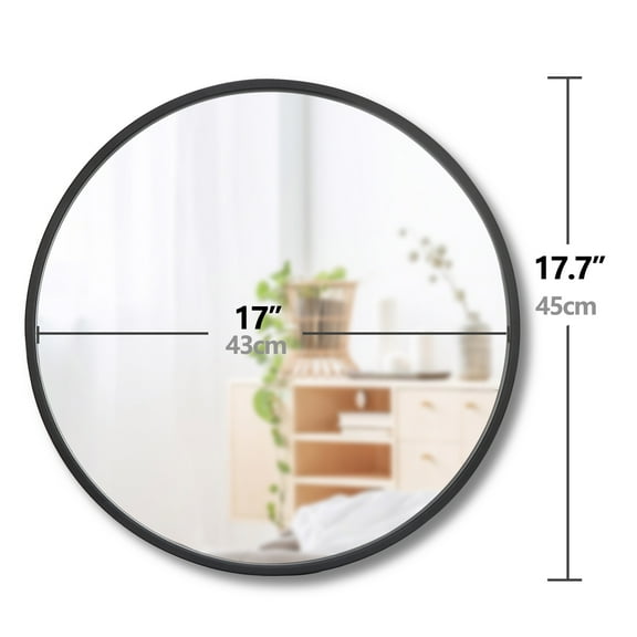ZenSports 18'' Black Round Wall Mirror, Modern Metal Frame