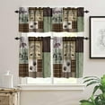 thumbnail image 3 of Bear Deer Buffalo Plaid Kitchen Curtain Set, Vintage Buffalo Plaid Patchwork Bear Paw Mountain Pine Tree Style Window Valances and Tier Set for Kitchen Living Room Café Décor 54x24 Inch, 3 Piece, 3 of 4