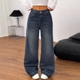 thumbnail image 2 of Women's Mid Rise Baggy Long Jeans, Y2K Trendy Flirty Wide Leg Denim Pants, Retro Vintage Streetwear Trousers, 2 of 7