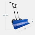 thumbnail image 2 of 36in Galvanized Blade Heavy-Duty 2-Wheel Snow Pusher Hand Plow for Snow Removal w/Wheels, Adjustable Handle, Blade Angle - Blue, 2 of 14