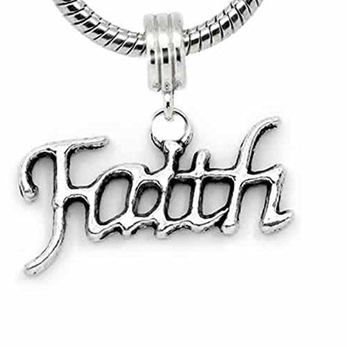 Sexy Sparkles Metal Based Faith Charm Dangle Bead Spacer For Snake Chain Charm Bracelet - Religious Pendent, Zinc Metal Alloy