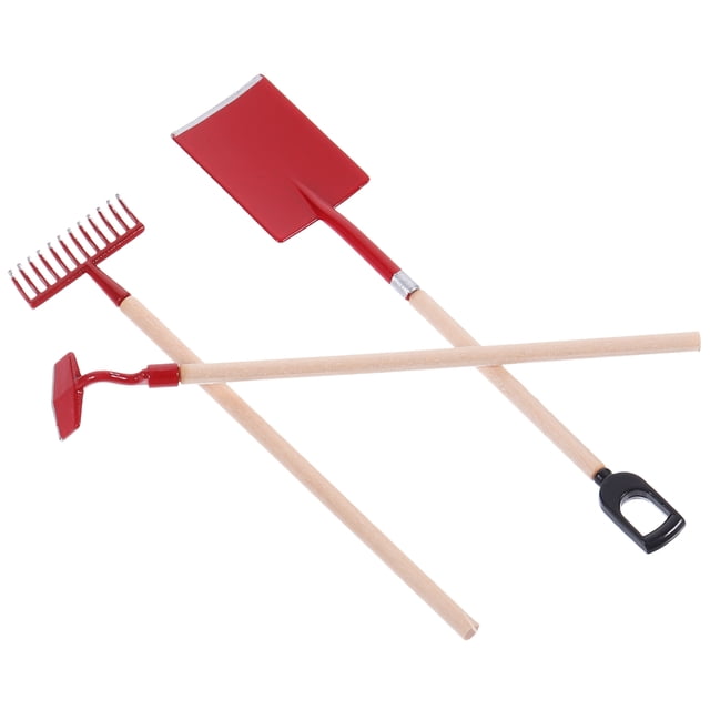 BRIGHTFUFU 1 Set Mini Gardening Tool Iron Red Realistic Model Accessories for Mini House Decoration